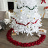 Overlapping Flowers Christmas Tree Skirt - natural with red - 60" - ARCADIA HOME